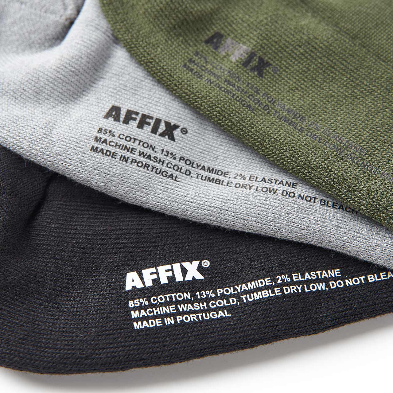 affix works affix works short rib sock 3 pack (black / grey / olive) SS21AC07SPONESIZE