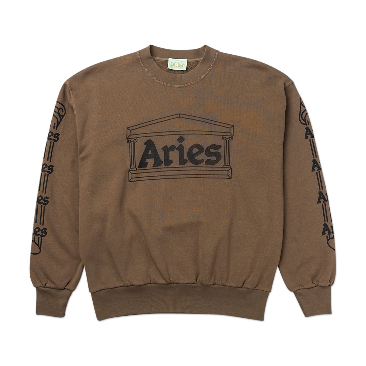 aries column crewneck sweatshirt (khaki / black) - spar20005 - a.plus - Image - 1