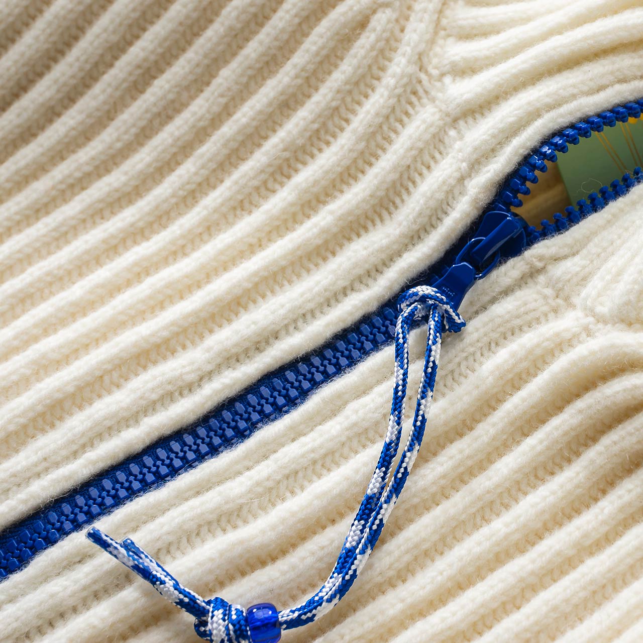 aries wool rib quarter zip jumper (ecru) - frar20030 - a.plus - Image - 3