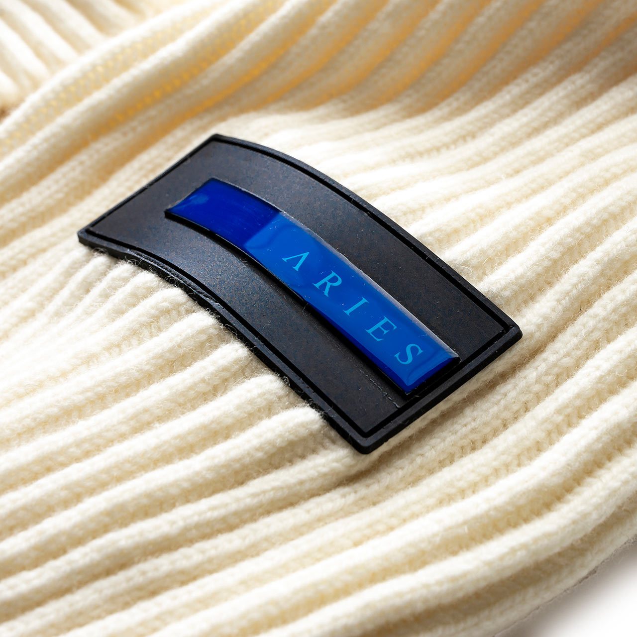 aries wool rib quarter zip jumper (ecru) - frar20030 - a.plus - Image - 5