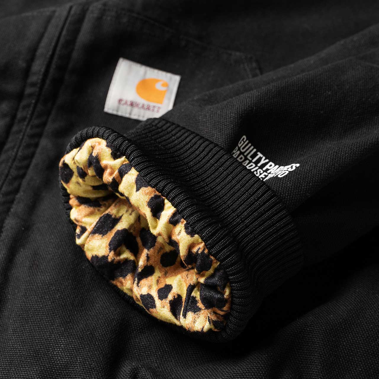 carhartt wip x wacko maria og active jacket (black / leopard print)