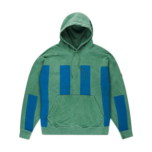 cav empt cav empt overdye stripe print heavy hoodie (green)