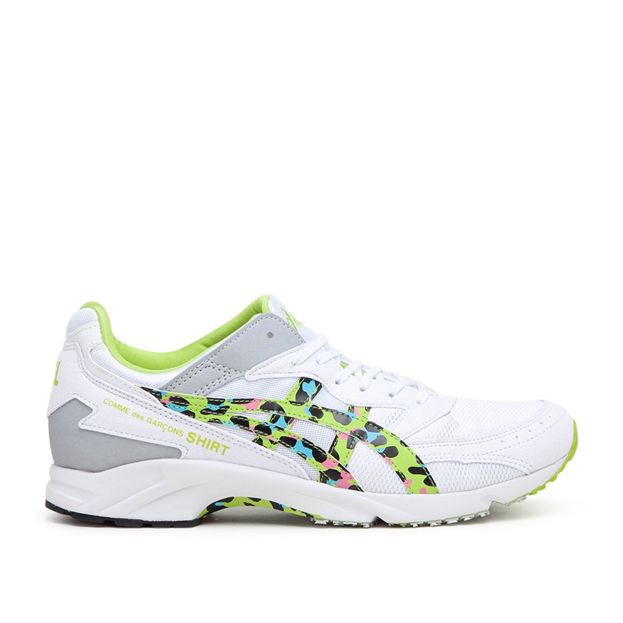 asics x comme des garçons shirt tarther (white/lime)