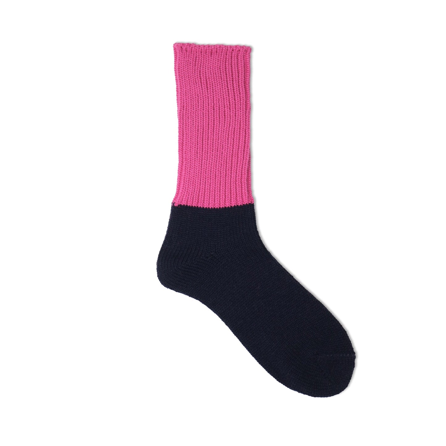 decka decka cotton rib x washable wool socks (pink / navy)
