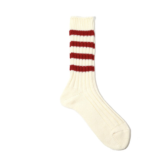 decka decka heavyweight striped socks (ivory / red)