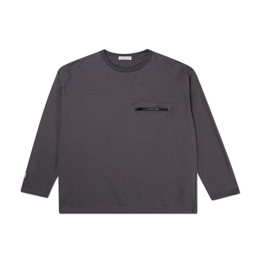 flagstuff zip big l/s t-shirt (grey) - 20ss-fs-st-01 - a.plus - Image - 1