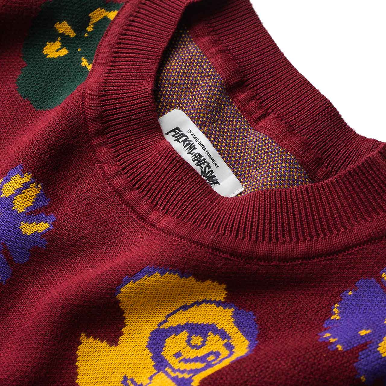 fucking awesome botanical knitted sweater (maroon) - p706234-002 - a.plus - Image - 3