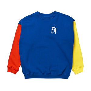 fucking awesome fucking awesome fa primary crewneck (red / navy / yellow)