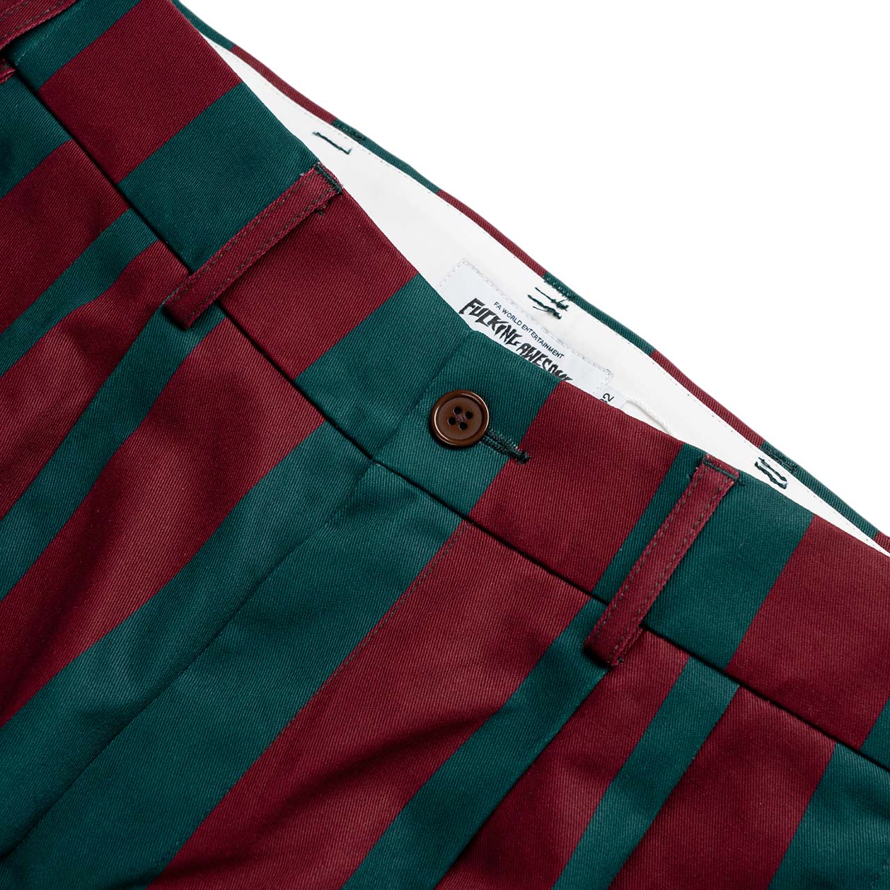 fucking awesome fucking awesome filigree striped pleated chinos (rust/olive)