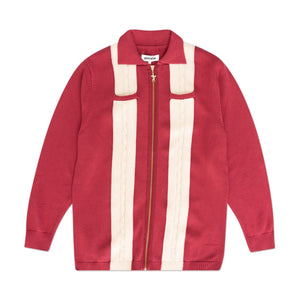 fucking awesome fucking awesome knit zip cardigan (maroon / cream)