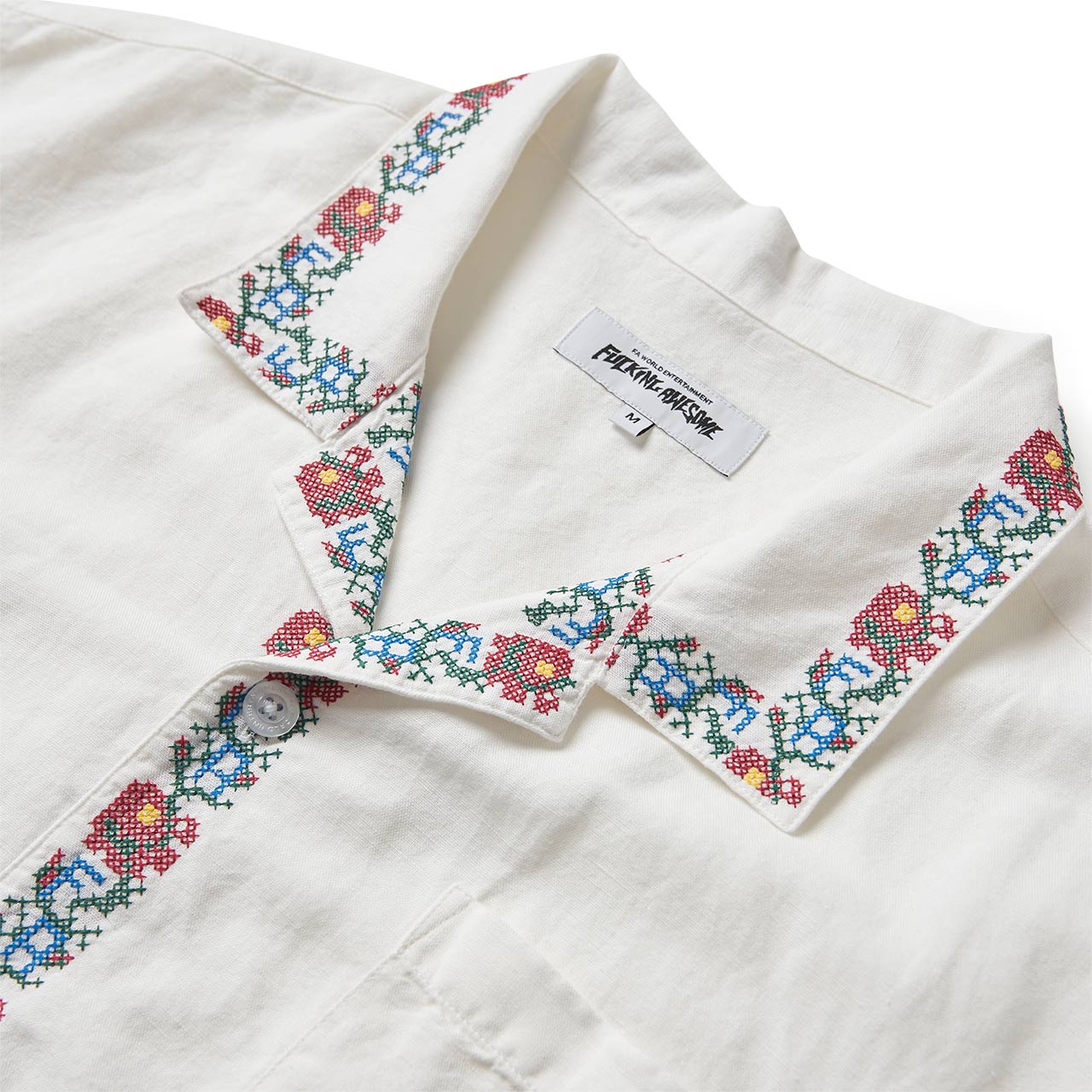 fucking awesome tetris flowers linen club shirt (white) P707407-001 - a.plus