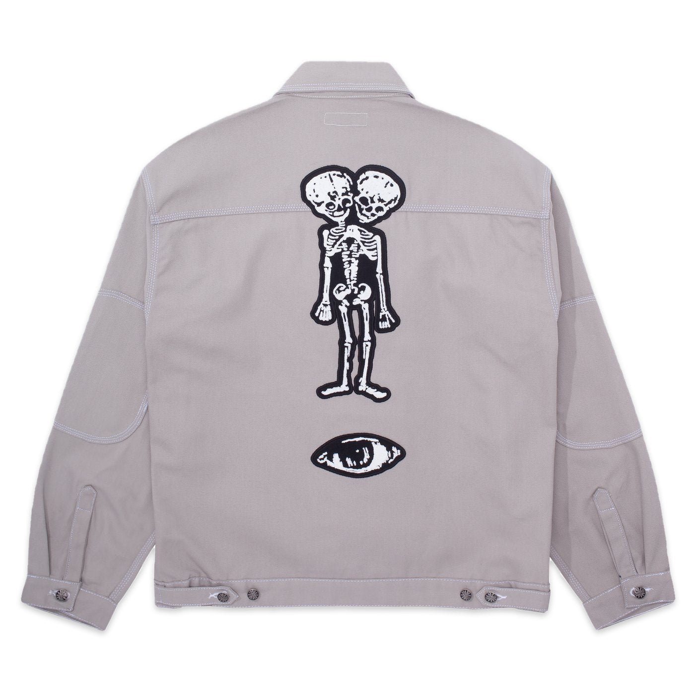 fucking awesome fucking awesome twin skull trucker jacket (grey)
