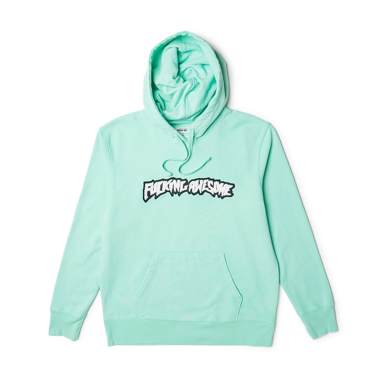 fucking awesome garment dyed chenille logo hoodie (seafoam) - p702681-002 - a.plus - Image - 1