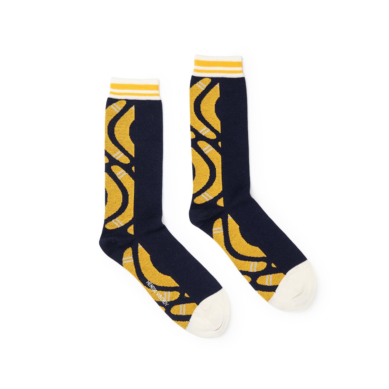henrik vibskov boomerang back socks (black / yellow) - ss19-s904 - a.plus - Image - 1