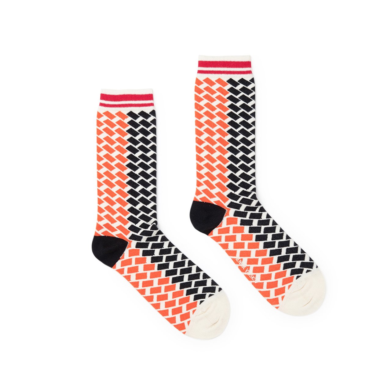 henrik vibskov double bounce socks (orange / black) - ss19-s909 - a.plus - Image - 1
