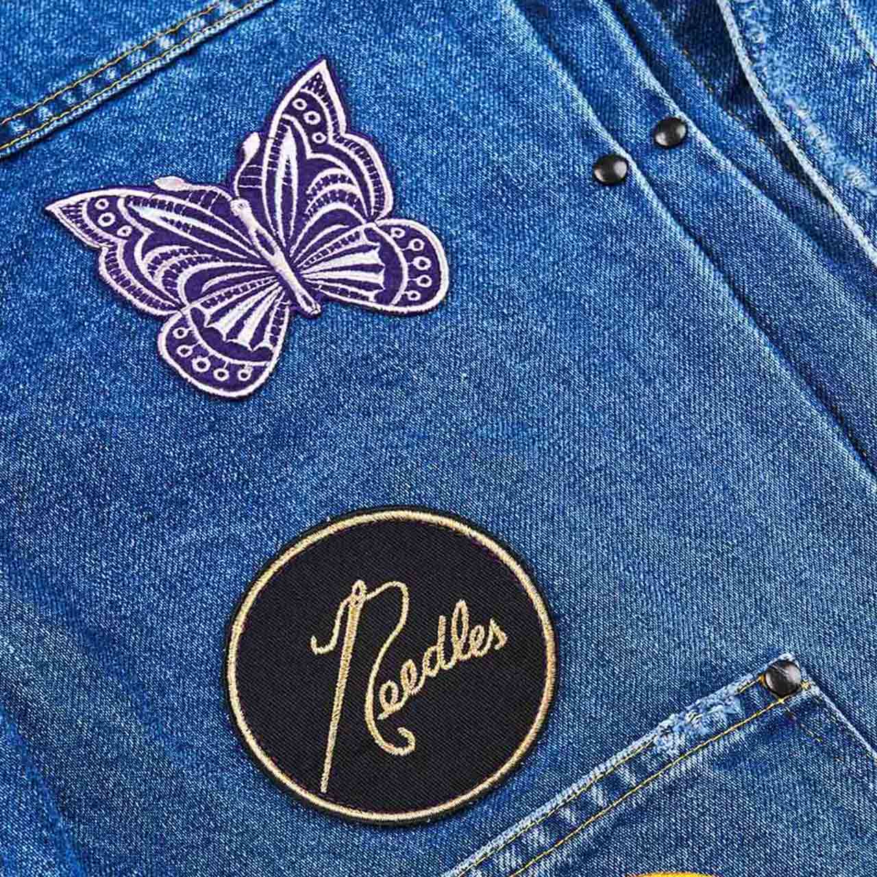 needles needles assorted patch jean jacket (indigo)
