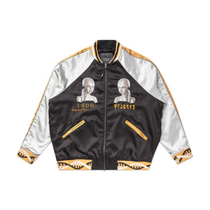 perks and mini perks and mini team work reversible satin jacket (black / grey)