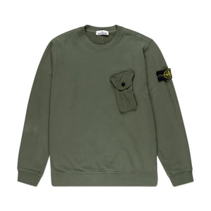 stone island stone island cargo pocket sweatshirt (olive)