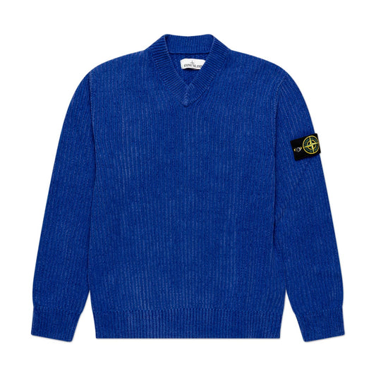 stone island stone island knitted v-neck sweater (blue)