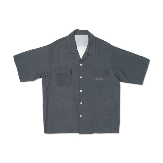 undercover undercover tencel open collar short sleeve shirt cindyprint 21 (black)