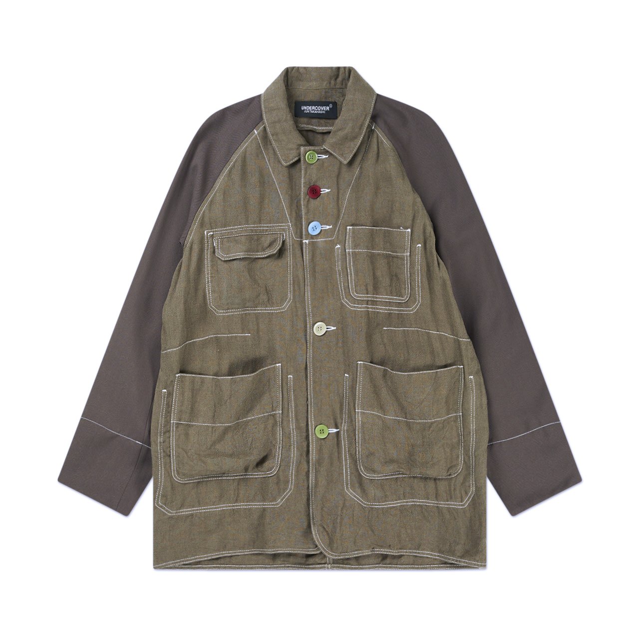 undercover undercover two-tone jacket (khaki / brown)