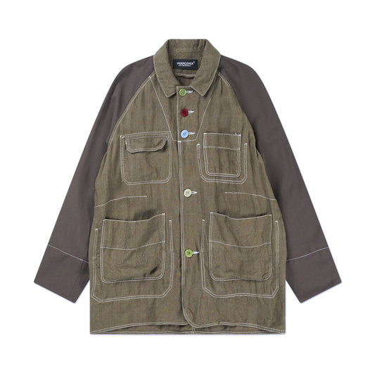 undercover undercover two-tone jacket (khaki / brown)