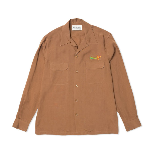 wacko maria 50's l/s shirt (brown) 19FW-WMS-OC08 - a.plus