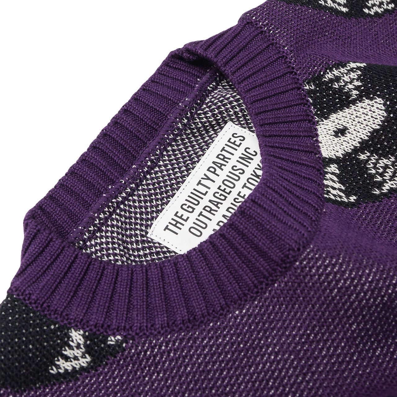 wacko maria record jacquard sweater (purple)