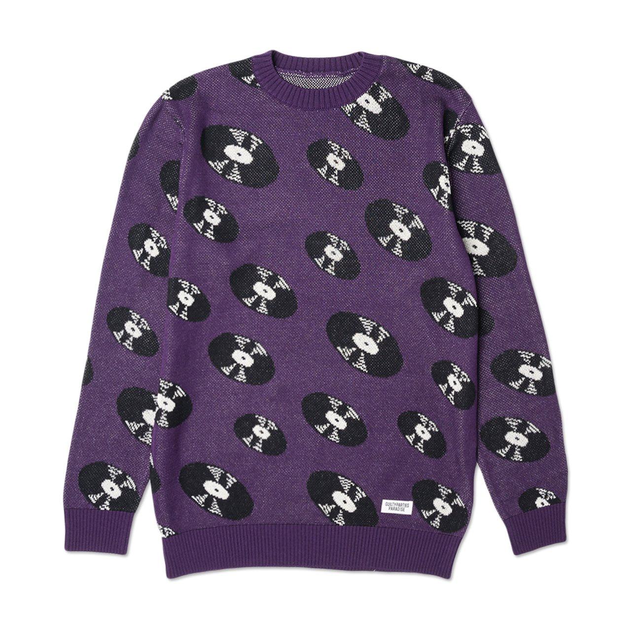 wacko maria record jacquard sweater (purple) - 19ss-wmk-kn12 - a.plus - Image - 1