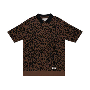 wacko maria wacko maria knitted polo shirt (leopard)