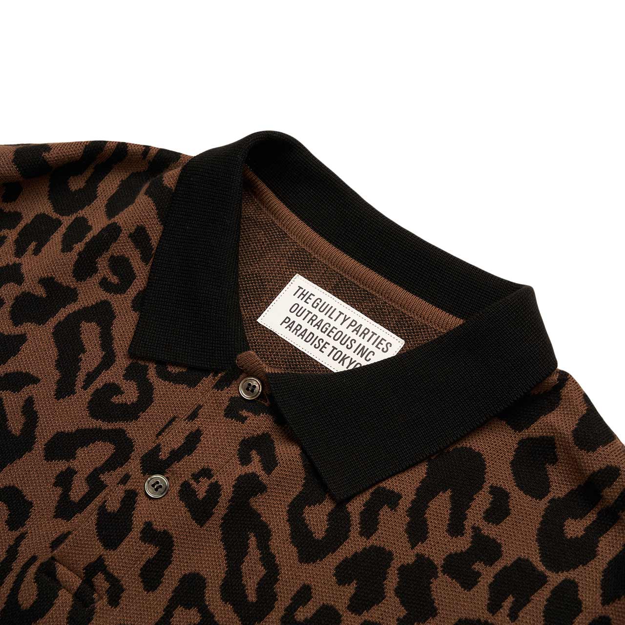 wacko maria wacko maria knitted polo shirt (leopard)